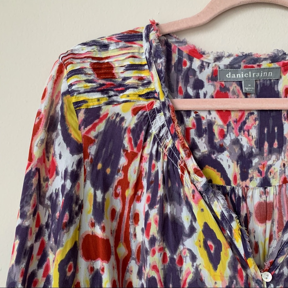 Daniel Rainn Multicolor Button Front Blouse Boho … - image 2